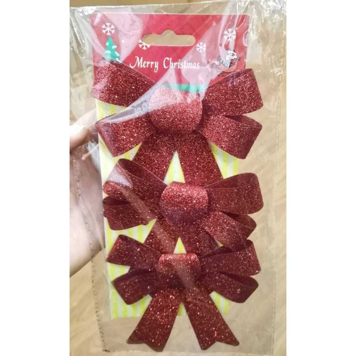 Set 3 fundite pentru brad, Argintii, cu sclipici, 10 x 11 cm, din poliester, Flippy [7]