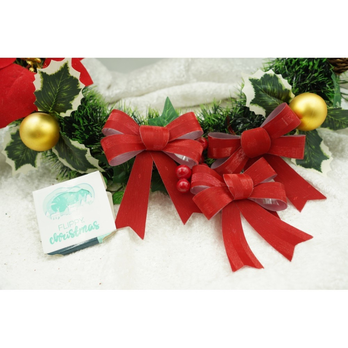 Set 3 fundite pentru brad, Rosii, 10 x 11 cm, din poliester, Flippy [5]