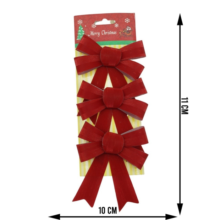 Set 3 fundite pentru brad, Rosii, 10 x 11 cm, din poliester, Flippy [6]