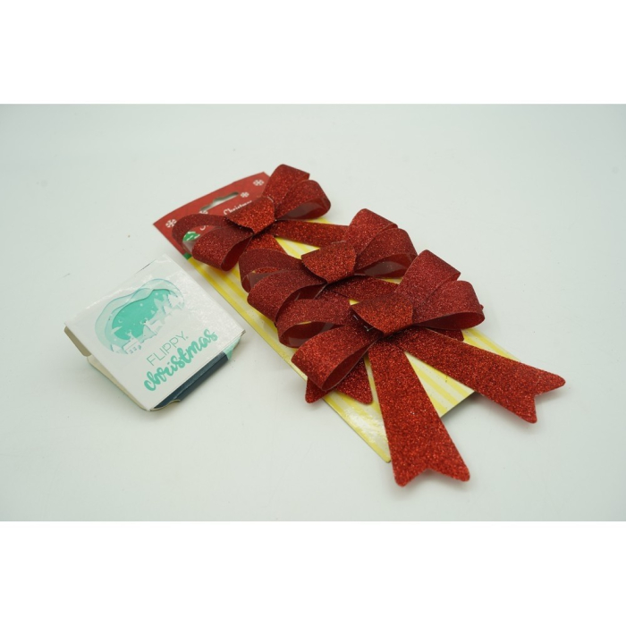 Set 3 fundite pentru brad, Rosii, cu sclipici, 10 x 11 cm, din poliester, Flippy [2]