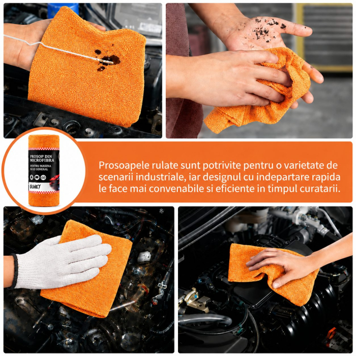 Set 30 Lavete din Microfibra, Flippy, pentru Curatare Auto si Suprafete, Absorbante si Reutilizabile, 30 x 30 cm, Portocaliu [3]