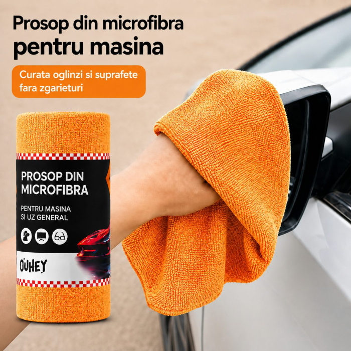Set 30 Lavete din Microfibra, Flippy, pentru Curatare Auto si Suprafete, Absorbante si Reutilizabile, 30 x 30 cm, Portocaliu [2]