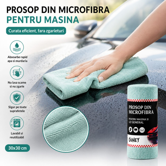 Set 30 Lavete din Microfibra, Flippy, pentru Curatare Auto si Suprafete, Absorbante si Reutilizabile, 30 x 30 cm, Turcoaz [4]