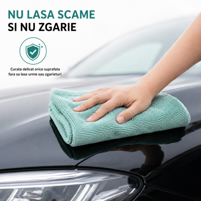 Set 30 Lavete din Microfibra, Flippy, pentru Curatare Auto si Suprafete, Absorbante si Reutilizabile, 30 x 30 cm, Turcoaz [6]