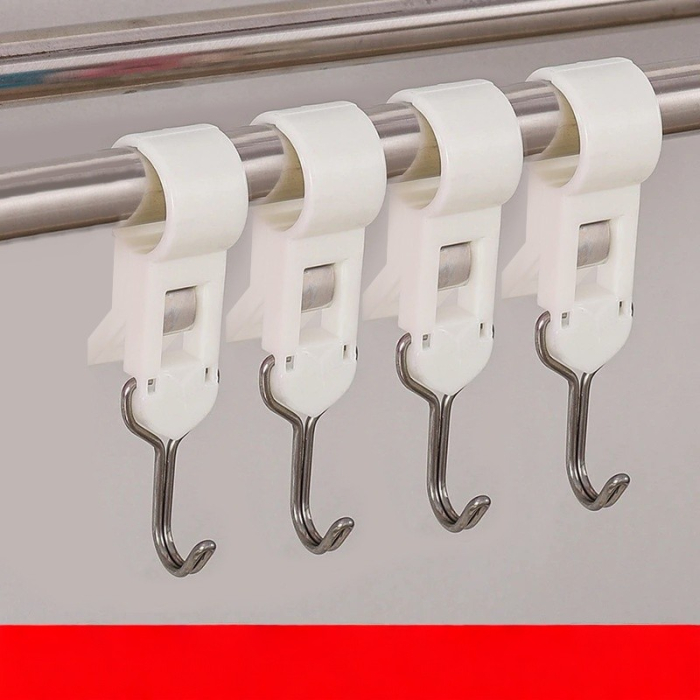 Set 4 Carlige Multifunctionale , Tubulare, Pentru Baie/Bucatarie, din ABS, 8.7 x 3.5 cm, Alb [4]