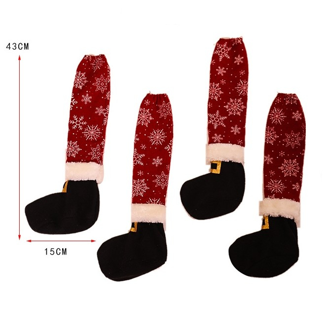 Set 4 decoratiuni tip soseta pentru scaune Flippy, tematica Craciun, material textil/poliester, 15 x 43 cm, rosu [2]