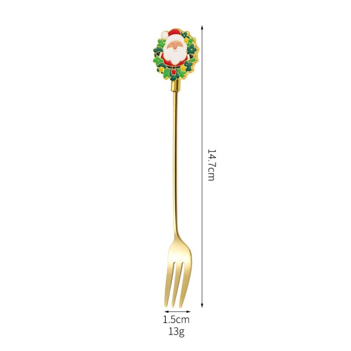 Set 4 Furculite, Flippy, Tema Craciun, Model Carry The Merry, 4 Modele, din Otel Inoxidabil, 19.5 x 16 x 2 cm, Multicolor [4]