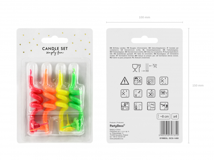Set 4 lumânări tort spirala, mix, 8cm [3]