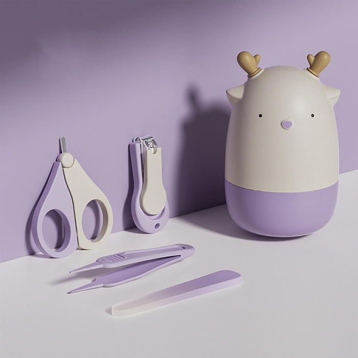 Set 4in1 de Ingrijire Unghii pentru Bebelusi, Flippy, Cutie de Depozitare Tip Cerb, 0-6 Ani, 11 x 6 x 11 cm, Mov [6]