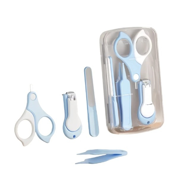 Set 4in1 de Ingrijire Unghii pentru Bebelusi, Flippy, Cutie de Depozitare Transparenta, 0-6 Ani, 13.6x8x2 cm, Albastru Deschis [5]