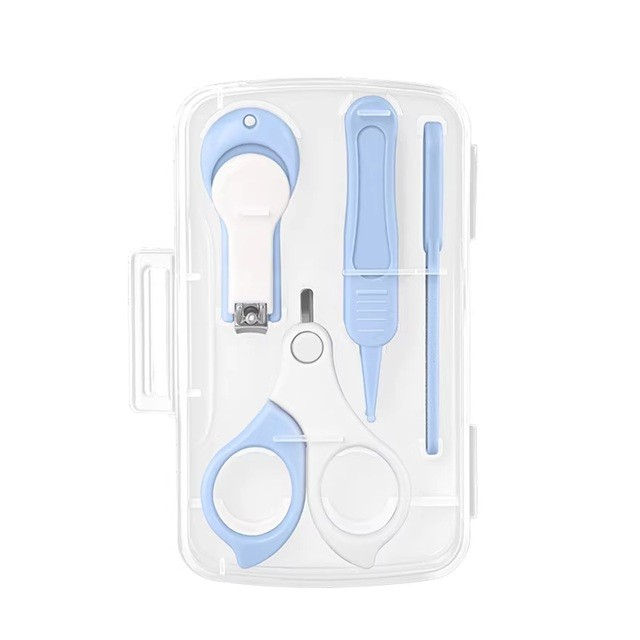 Set 4in1 de Ingrijire Unghii pentru Bebelusi, Flippy, Cutie de Depozitare Transparenta, 0-6 Ani, 13.6x8x2 cm, Albastru Deschis [1]