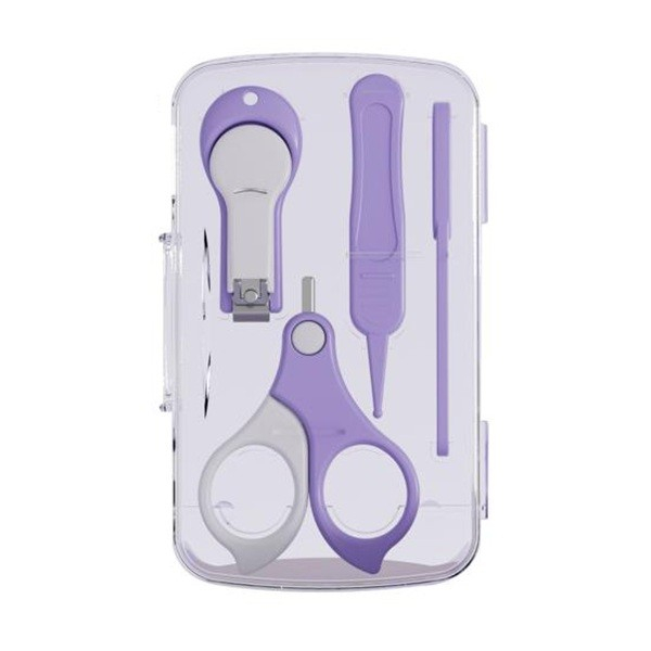 Set 4in1 de Ingrijire Unghii pentru Bebelusi, Flippy, Cutie de Depozitare Transparenta, 0-6 Ani, 13.6x8x2 cm, Mov [1]