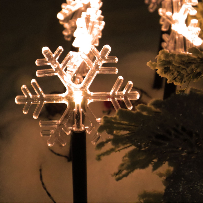 Set 5 Lampi LED cu baterii, de exterior Model Fulg de nea, pentru gradina, Flippy, 35.5 cm, Alb Cald [3]