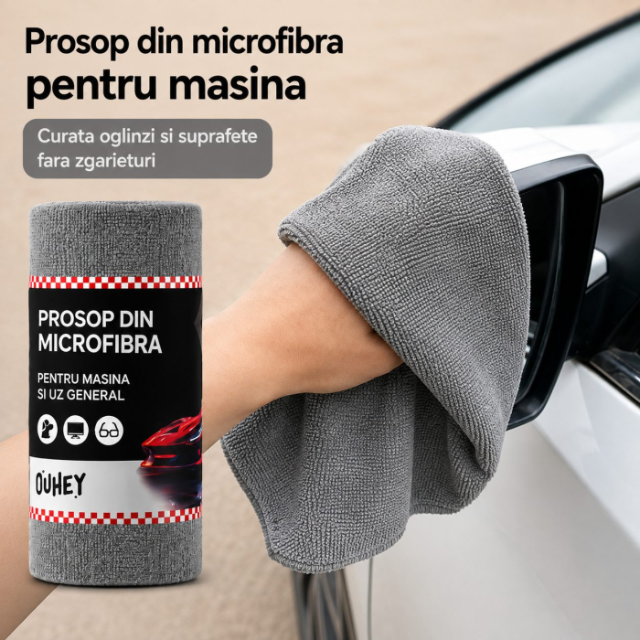 Set 50 Lavete din Microfibra, Flippy, pentru Curatare Auto si Suprafete, Absorbante si Reutilizabile, 30 x 30 cm, Gri [2]