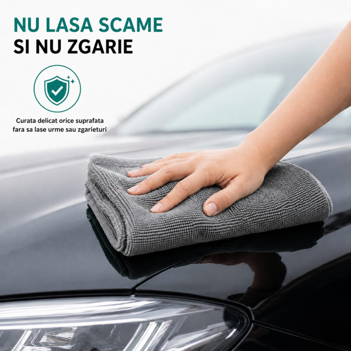 Set 50 Lavete din Microfibra, Flippy, pentru Curatare Auto si Suprafete, Absorbante si Reutilizabile, 30 x 30 cm, Gri [7]