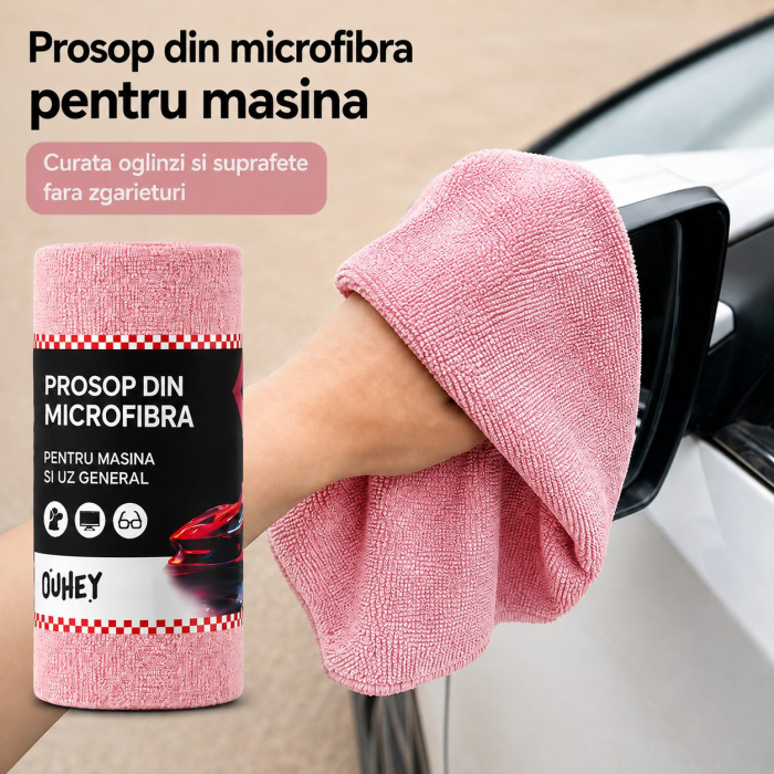 Set 50 Lavete din Microfibra, Flippy, pentru Curatare Auto si Suprafete, Absorbante si Reutilizabile, 30 x 30 cm, Roz [2]