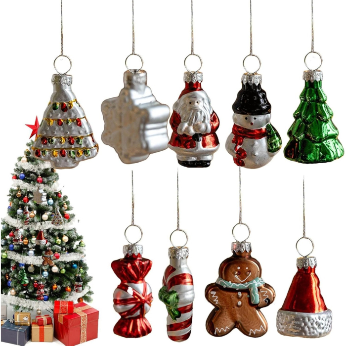 Set 9 Decoratiuni de Craciun, Flippy, pentru Brad, 5 cm, din Sticla, 22 x 12.5 x 4.2 cm, Multicolor [5]