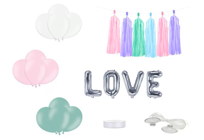 Set baloane/decoratiuni auto, PartyDeco, Model Love, Multicolor [1]