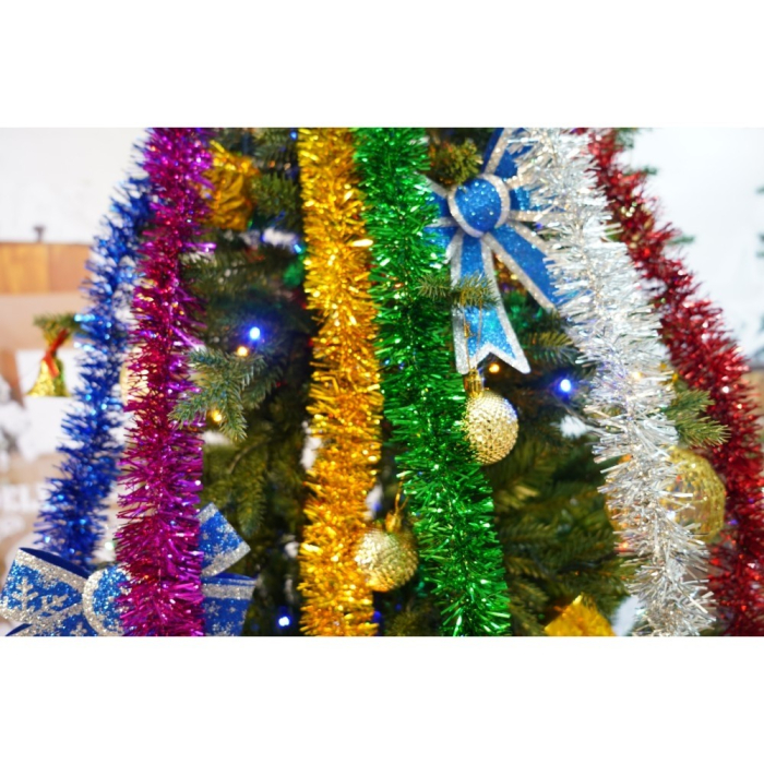 Set brad artificial de Craciun si elemente decorative, Becuri led incluse in ramuri, pentru interior/exterior, inaltime 180 cm, diametru 128 cm, 1246 ramuri, Flippy, verde, suport metalic inclus [5]