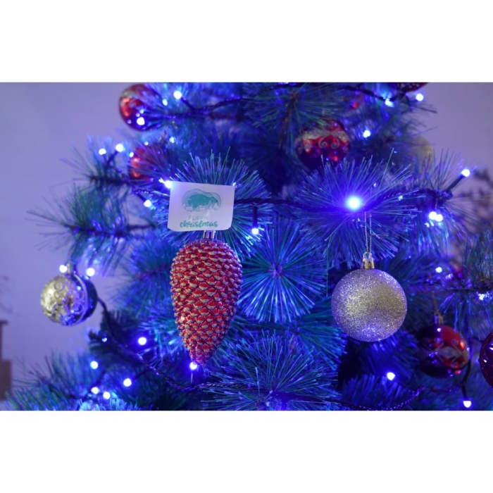 Set brad artificial de Craciun si elemente decorative, Becuri led incluse in ramuri, pentru interior/exterior, inaltime 180 cm, diametru 128 cm, 1246 ramuri, Flippy, verde, suport metalic inclus [5]