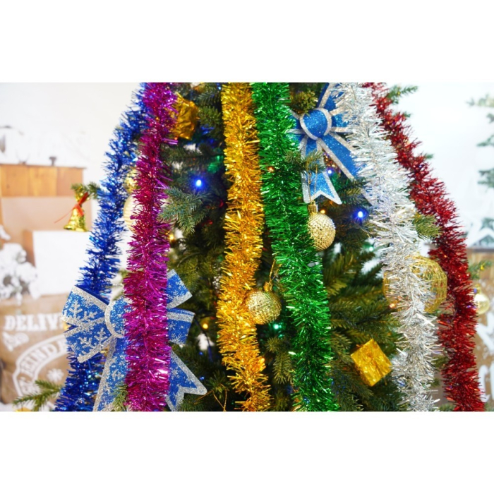 Set brad artificial de Craciun si elemente decorative, Becuri led incluse in ramuri, pentru interior/exterior, inaltime 180 cm, diametru 128 cm, 1246 ramuri, Flippy, verde, suport metalic inclus [4]