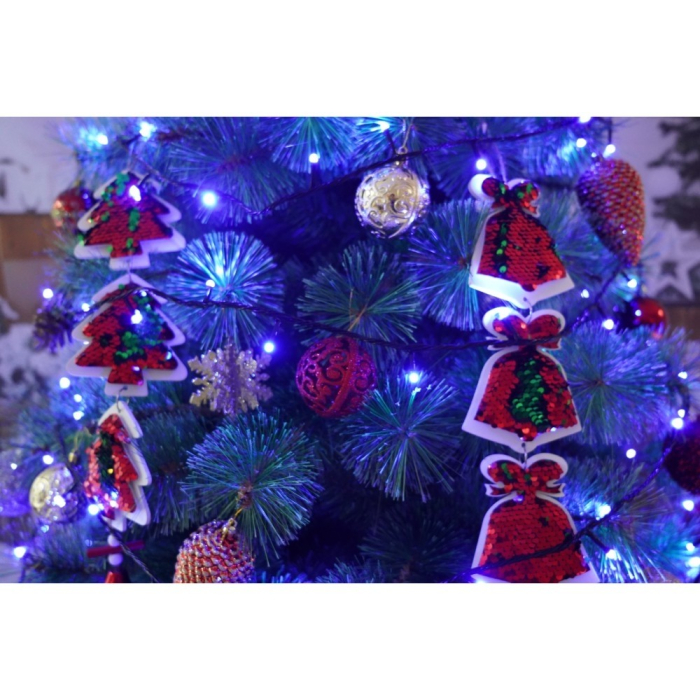 Set brad artificial de Craciun si elemente decorative, Becuri led incluse in ramuri, pentru interior/exterior, inaltime 180 cm, diametru 128 cm, 1246 ramuri, Flippy, verde, suport metalic inclus [6]