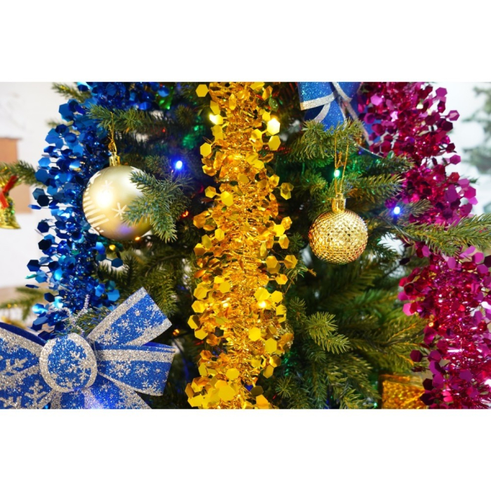 Set brad artificial de Craciun si elemente decorative, Becuri led incluse in ramuri, pentru interior/exterior, inaltime 180 cm, diametru 128 cm, 1246 ramuri, Flippy, verde, suport metalic inclus [4]