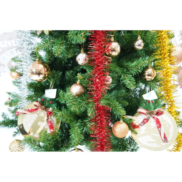 Set brad artificial de Craciun si elemente decorative, clasic, pentru interior/exterior, inaltime 210 cm, diametru 125 cm, 957 ramuri, Flippy, verde, suport metalic inclus [3]