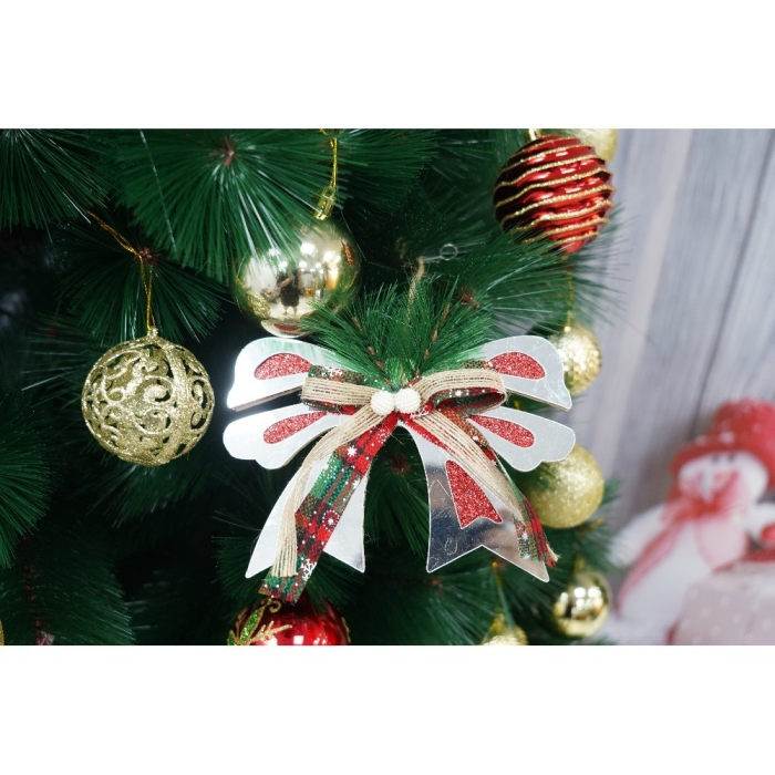 Set brad artificial de Craciun si elemente decorative tip pin, inaltime 210 cm, diametru 115 cm, 350 ramuri cu ace 3D 12 cm, Flippy, verde, suport metalic inclus [2]