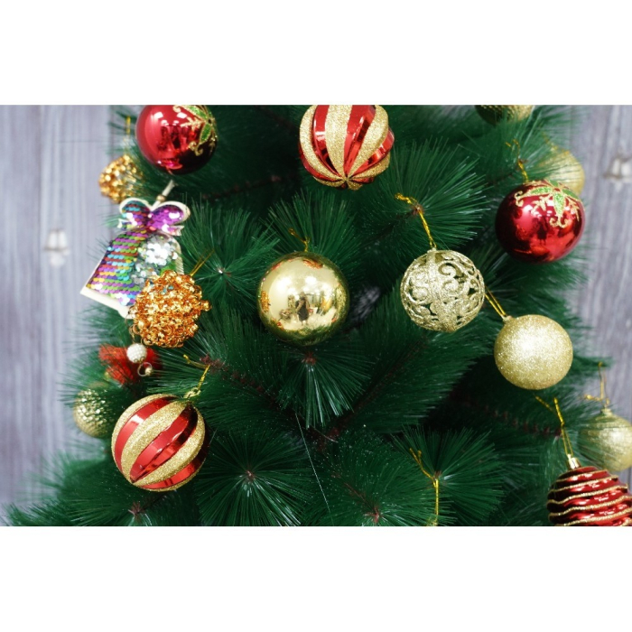 Set brad artificial de Craciun si elemente decorative tip pin, inaltime 210 cm, diametru 115 cm, 350 ramuri cu ace 3D 12 cm, Flippy, verde, suport metalic inclus [4]