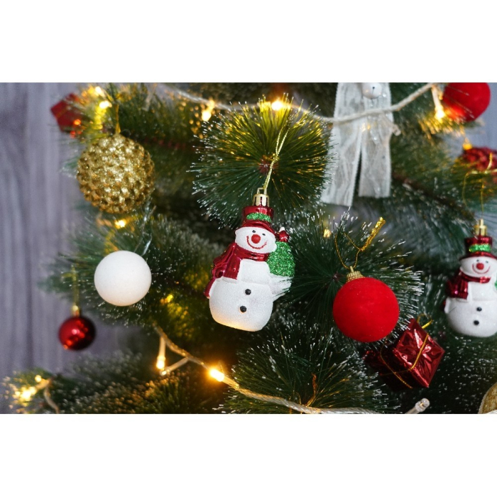 Set brad artificial de Craciun si elemente decorative tip pin inzapezit tip 1, inaltime 150 cm, diametru 85 cm, 160 ramuri cu ace 3D 12 cm, Flippy, verde cu varfuri, ninse, suport metalic inclus [4]