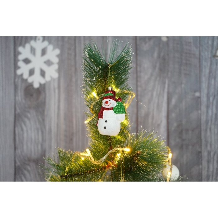 Set brad artificial de Craciun si elemente decorative tip pin inzapezit tip 1, inaltime 150 cm, diametru 85 cm, 160 ramuri cu ace 3D 12 cm, Flippy, verde cu varfuri, ninse, suport metalic inclus [2]