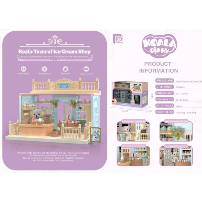 Set Casa de papusi, magazin de inghetata, cu mobilier si figurine, Flippy [2]