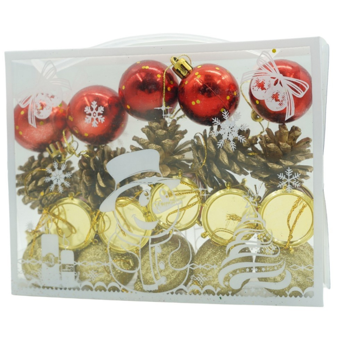 Set de 20 ornamente de brad, Flippy, de tip Glob, Multicolor, din polistiren, cu finisaj sclipitor , cutie  4  cm adancime x 20  cm lungime x 16  cm inaltime [1]