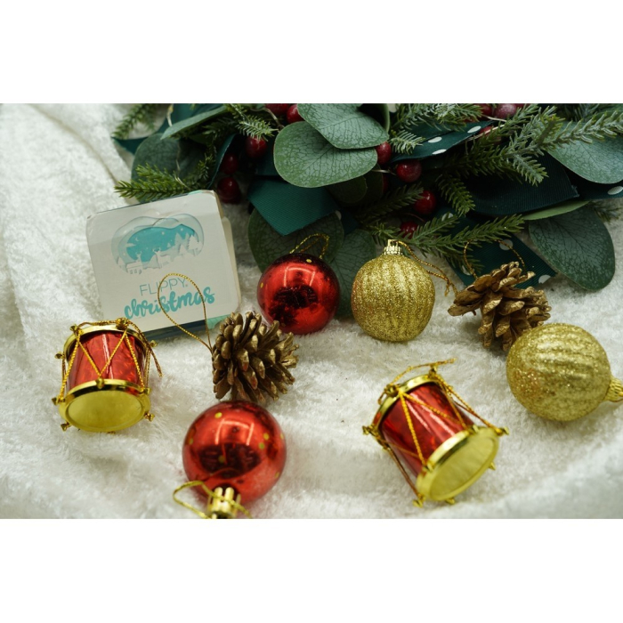 Set de 20 ornamente de brad, Flippy, de tip Glob, Multicolor, din polistiren, cu finisaj sclipitor , cutie  4  cm adancime x 20  cm lungime x 16  cm inaltime [7]