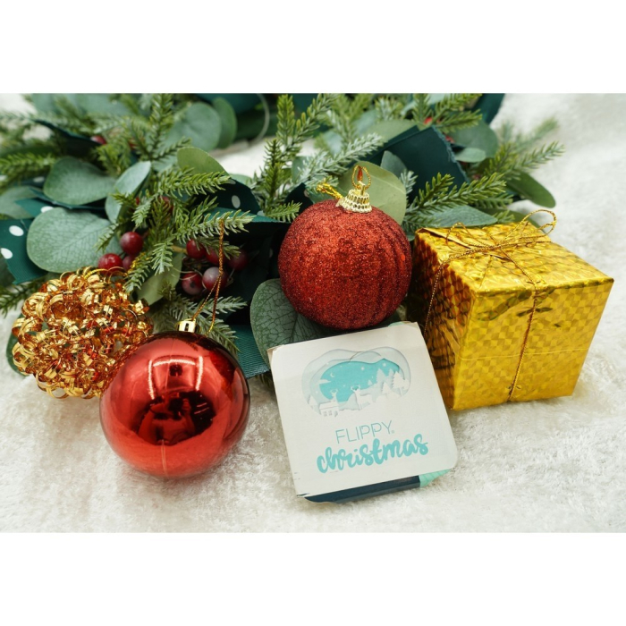 Set de 20 ornamente de brad, Flippy, de tip Glob, Rosu/ Auriu, din polistiren, cu finisaj sclipitor , cutie  6  cm adancime x 29  cm lungime x 24  cm inaltime [7]