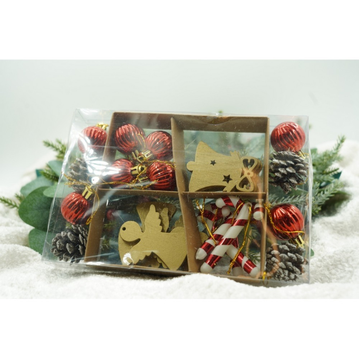 Set de 24 ornamente de brad, Flippy, de tip Glob, Multicolor, din polistiren, cu finisaj sclipitor , cutie  3  cm adancime x 20  cm lungime x 14  cm inaltime [10]