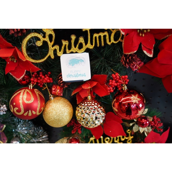 Set de 24 ornamente de brad, Flippy, de tip Glob, Rosu/ Auriu, cu ø de 8 cm, din plastic, cu finisaj sclipitor , cutie  19  cm lungime x 42  cm inaltime x 19  cm adancime [4]