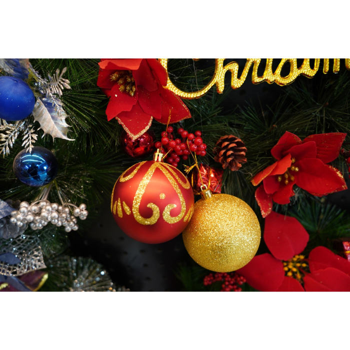 Set de 24 ornamente de brad, Flippy, de tip Glob, Rosu/ Auriu, cu ø de 8 cm, din plastic, cu finisaj sclipitor , cutie  19  cm lungime x 42  cm inaltime x 19  cm adancime [5]