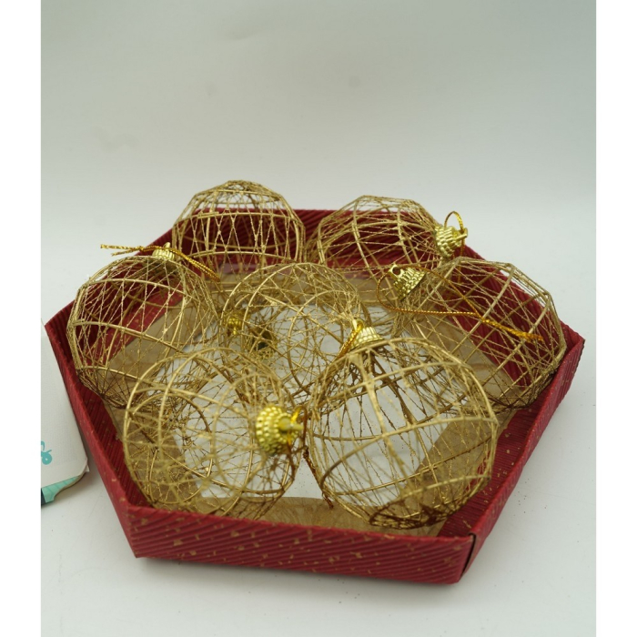 Set de 28 ornamente de brad, Flippy, de tip Glob, Rosu/ Auriu, din polistiren, cu finisaj sclipitor , cutie  18  cm adancime x 22  cm inaltime x 18  cm lungime) [10]