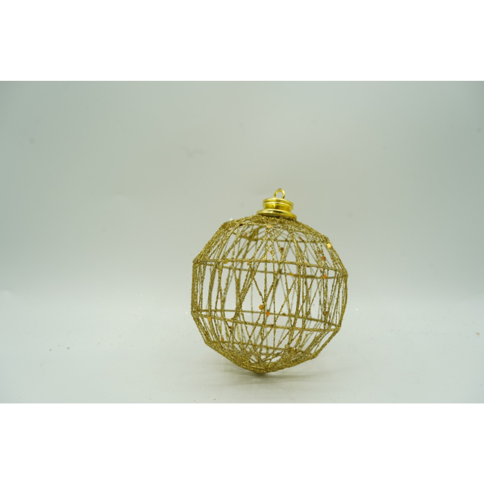 Set de 3 ornamente de brad, Flippy, de tip Glob, Auriu, cu ø de 10 cm, din metal, cu finisaj sclipitor , cutie  10  cm adancime x 30  cm lungime x 10  cm inaltime [2]