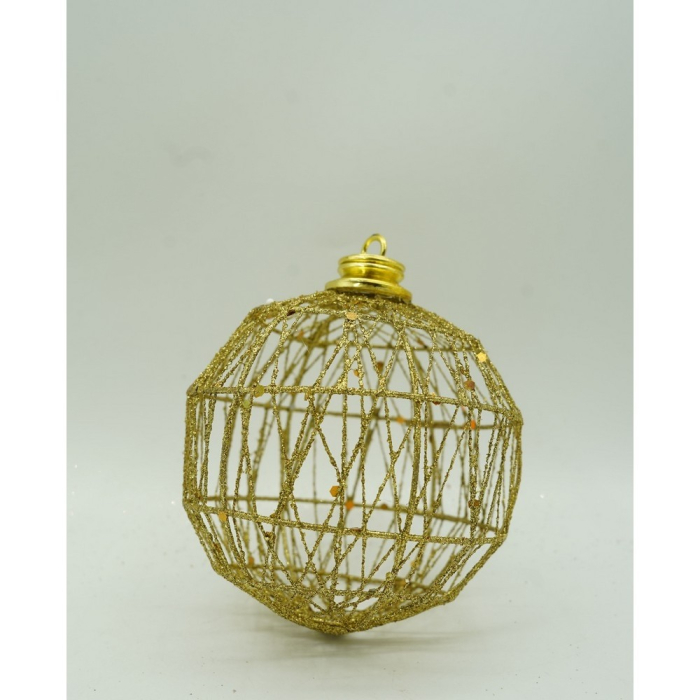 Set de 3 ornamente de brad, Flippy, de tip Glob, Auriu, cu ø de 10 cm, din metal, cu finisaj sclipitor , cutie  10  cm adancime x 30  cm lungime x 10  cm inaltime [7]