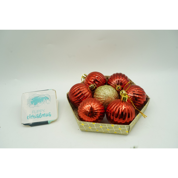 Set de 35 ornamente de brad, Flippy, de tip Glob, Multicolor, din polistiren, cu finisaj sclipitor , cutie  14  cm adancime x 23  cm inaltime x 14  cm lungime) [5]