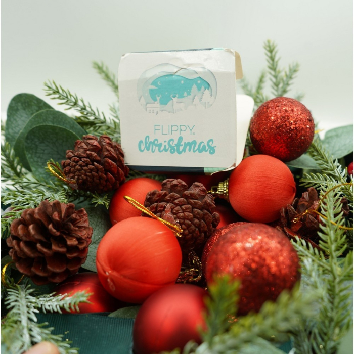 Set de 35 ornamente de brad, Flippy, de tip Glob, Rosu, din polistiren, cu finisaj sclipitor , cutie  11  cm adancime x 19  cm inaltime x 11  cm lungime) [8]