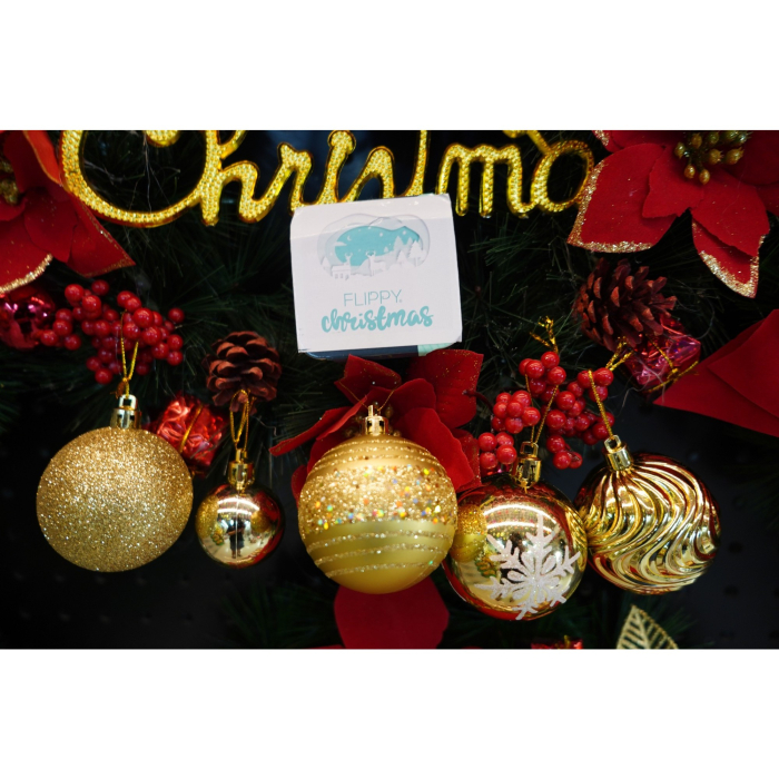 Set de 36 ornamente de brad, Flippy, de tip Glob, Auriu, cu ø de 6 cm, din plastic, cu finisaj sclipitor , cutie  14  cm lungime x 32  cm inaltime x 14  cm adancime [2]