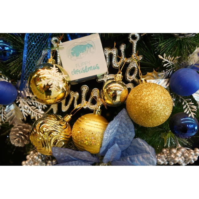 Set de 36 ornamente de brad, Flippy, de tip Glob, Auriu, cu ø de 6 cm, din plastic, cu finisaj sclipitor , cutie  14  cm lungime x 32  cm inaltime x 14  cm adancime [8]