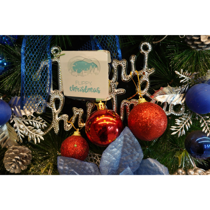 Set de 45 ornamente de brad, Flippy, de tip Glob, , din polistiren, cu finisaj sclipitor , cutie  8  cm adancime x 24  cm lungime x 16  cm inaltime [3]