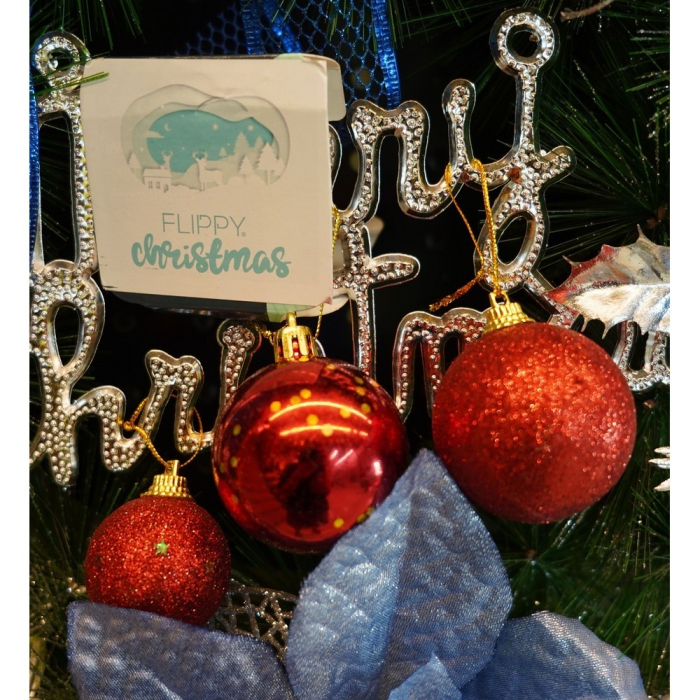 Set de 45 ornamente de brad, Flippy, de tip Glob, , din polistiren, cu finisaj sclipitor , cutie  8  cm adancime x 24  cm lungime x 16  cm inaltime [8]