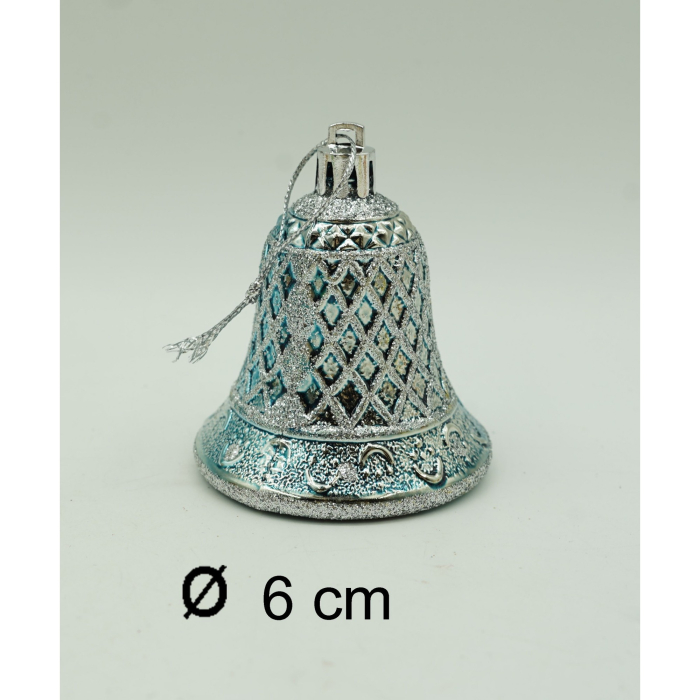 Set de 6 ornamente de brad, Flippy, de tip Clopotel, Multicolor, cu ø de 5.5 cm, din plastic, cu finisaj sclipitor , cutie  22  cm lungime x 6.7  cm inaltime x 5  cm adancime [5]