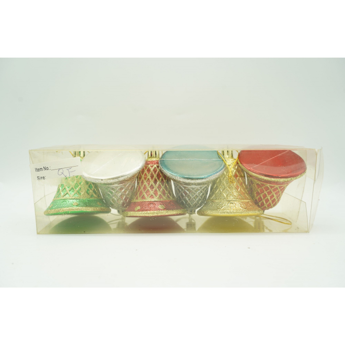 Set de 6 ornamente de brad, Flippy, de tip Clopotel, Multicolor, cu ø de 5.5 cm, din plastic, cu finisaj sclipitor , cutie  22  cm lungime x 6.7  cm inaltime x 5  cm adancime [4]